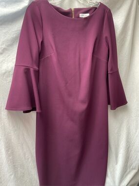 Calvin Klein Plum Bell-Sleeve Midi Dress